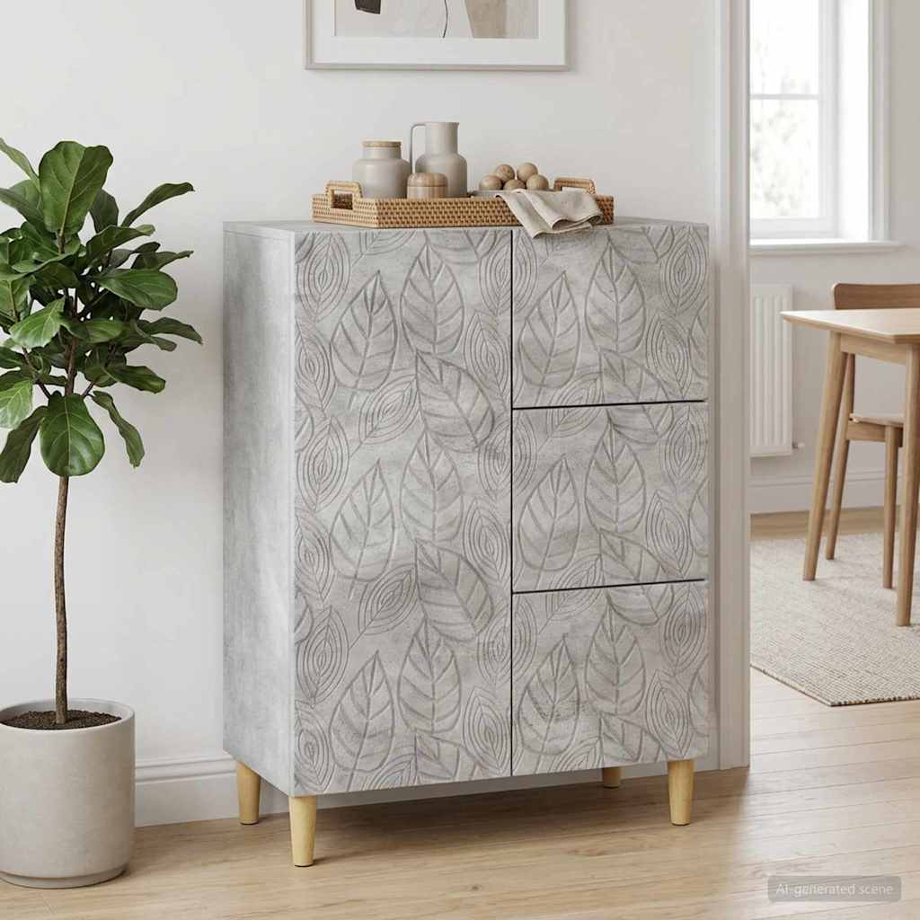 Dressoir Betongrijs 66 x 34,5 x 90 cm Bewerkt hout