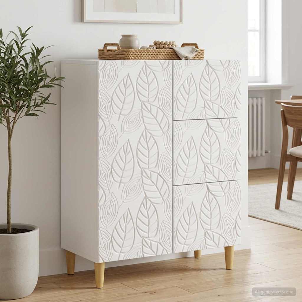 Dressoir Hoogglans Wit 66 x 34,5 x 90 cm Bewerkt hout