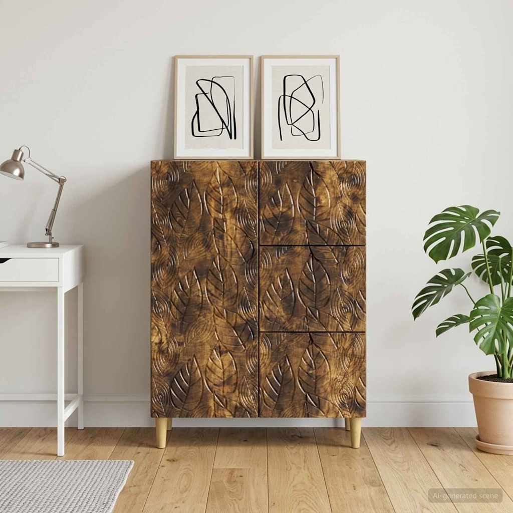 Dressoir Gerookt eiken 66 x 34,5 x 90 cm Bewerkt hout