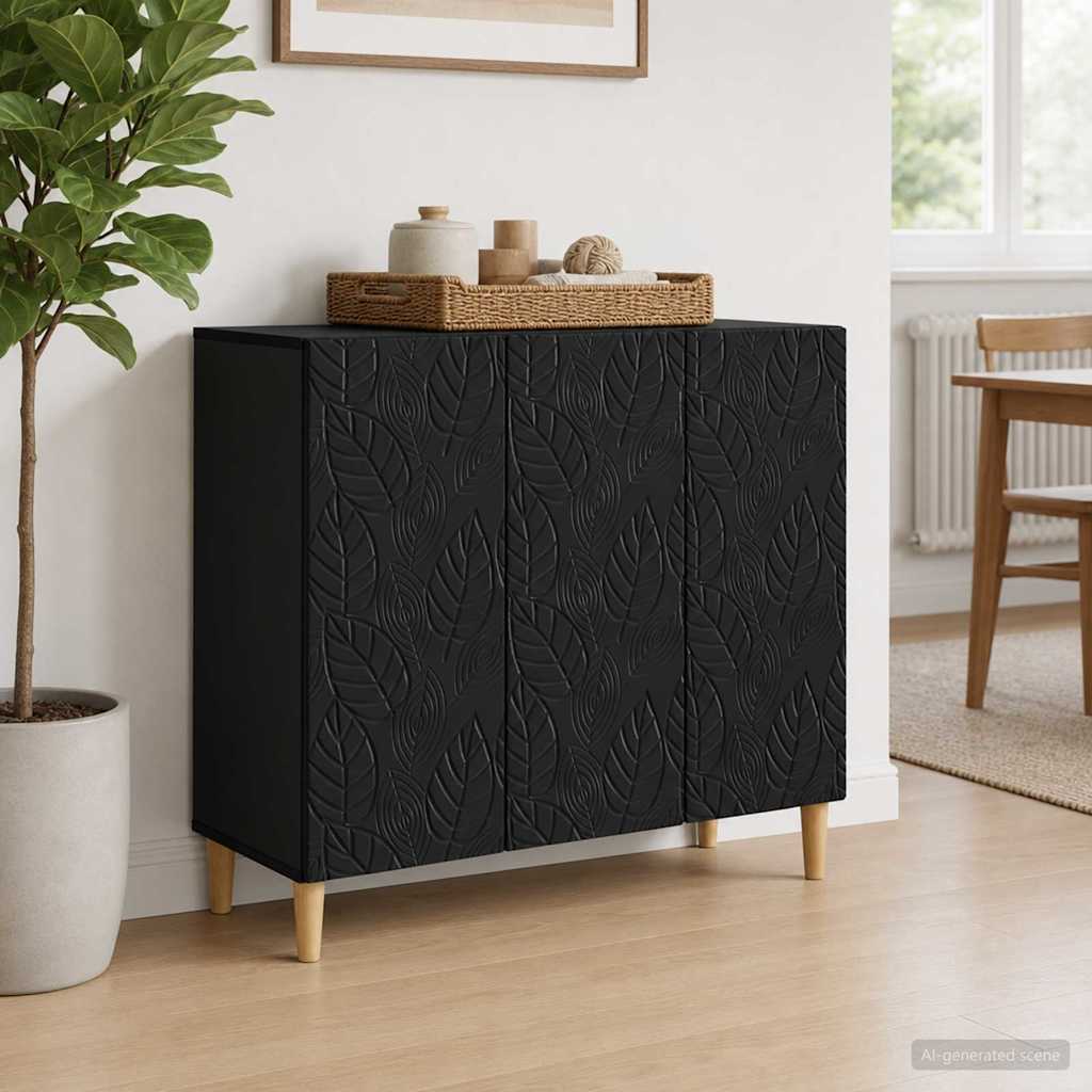 Dressoir Zwart 89 x 34,5 x 80 cm Bewerkt hout