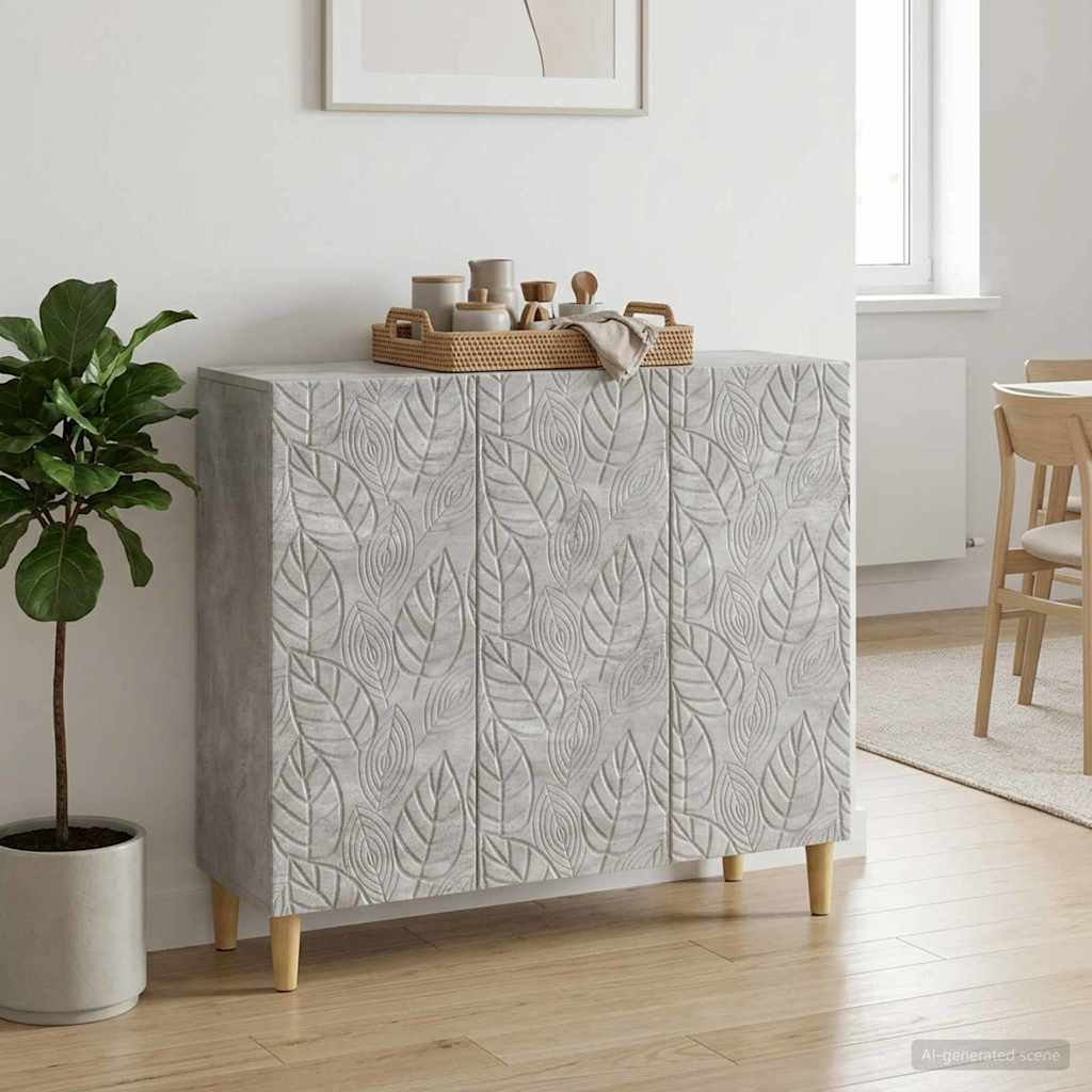 Dressoir Betongrijs 89 x 34,5 x 80 cm Bewerkt hout