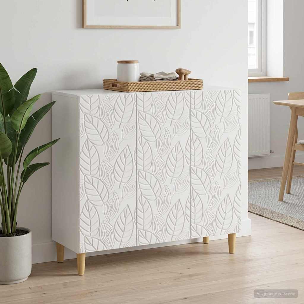 Dressoir Hoogglans Wit 89 x 34,5 x 80 cm Bewerkt hout