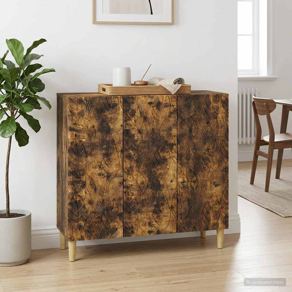 Dressoir Gerookt eiken 89 x 34,5 x 80 cm Bewerkt hout