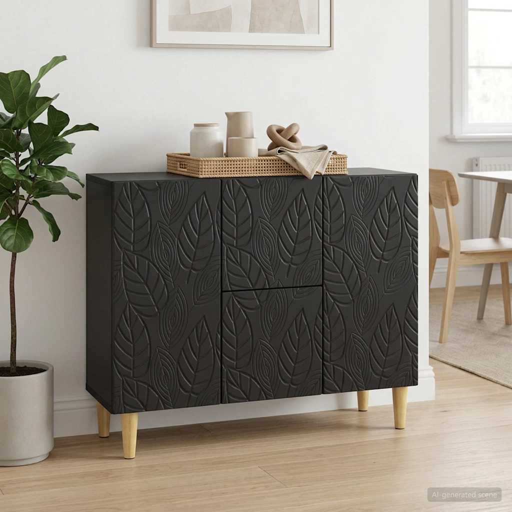 Dressoir Zwart 89 x 34,5 x 60 cm Bewerkt hout