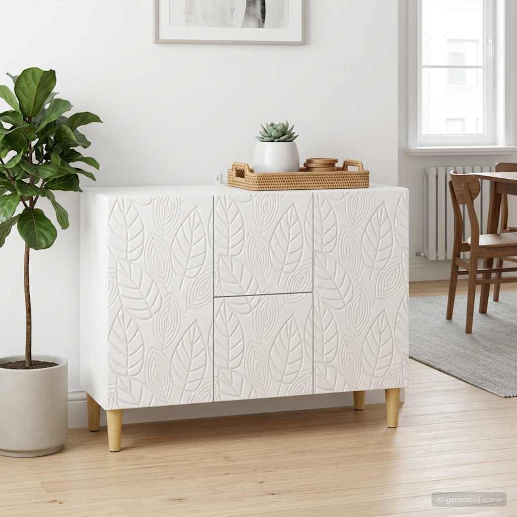 Dressoir Hoogglans Wit 89 x 34,5 x 60 cm Bewerkt hout