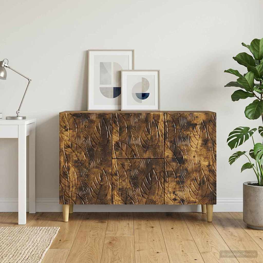 Dressoir Gerookt eiken 89 x 34,5 x 60 cm Bewerkt hout