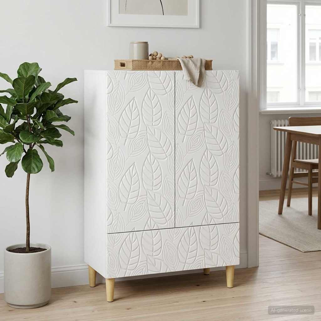Dressoir Hoogglans Wit 66 x 34,5 x 95 cm Bewerkt hout
