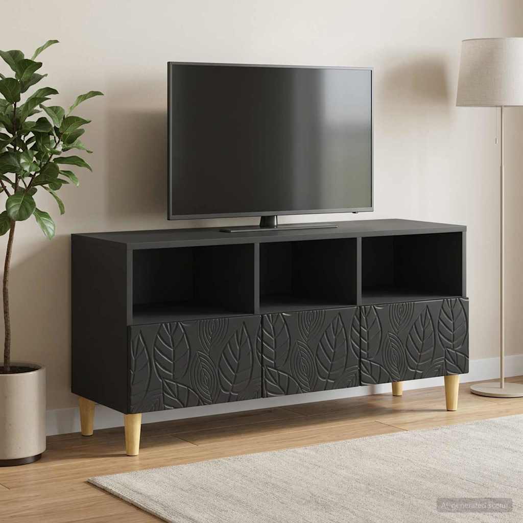 TV-kast 102 x 34,5 x 50 cm Zwart Bewerkt hout – afbeelding 1