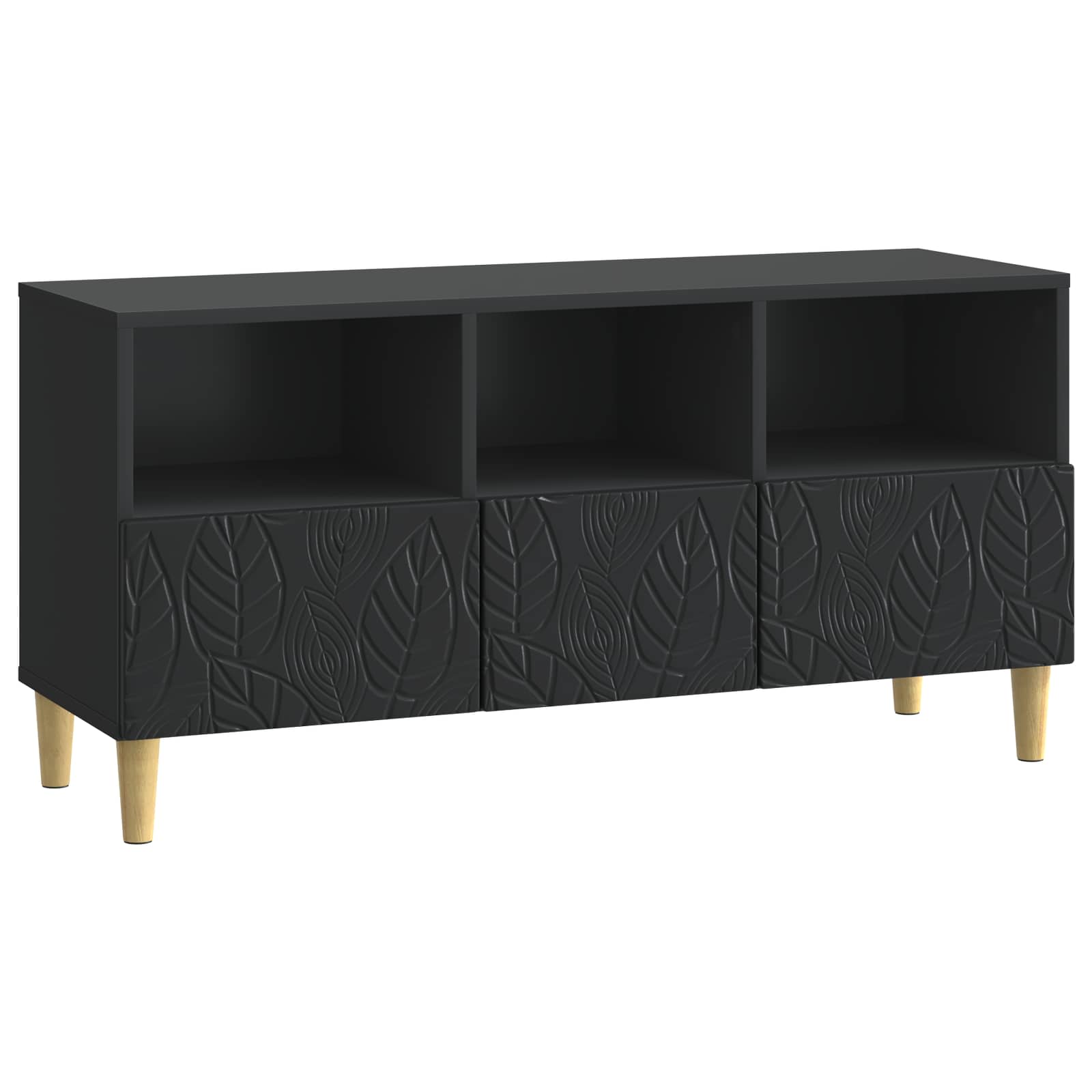 TV-kast 102 x 34,5 x 50 cm Zwart Bewerkt hout – afbeelding 2