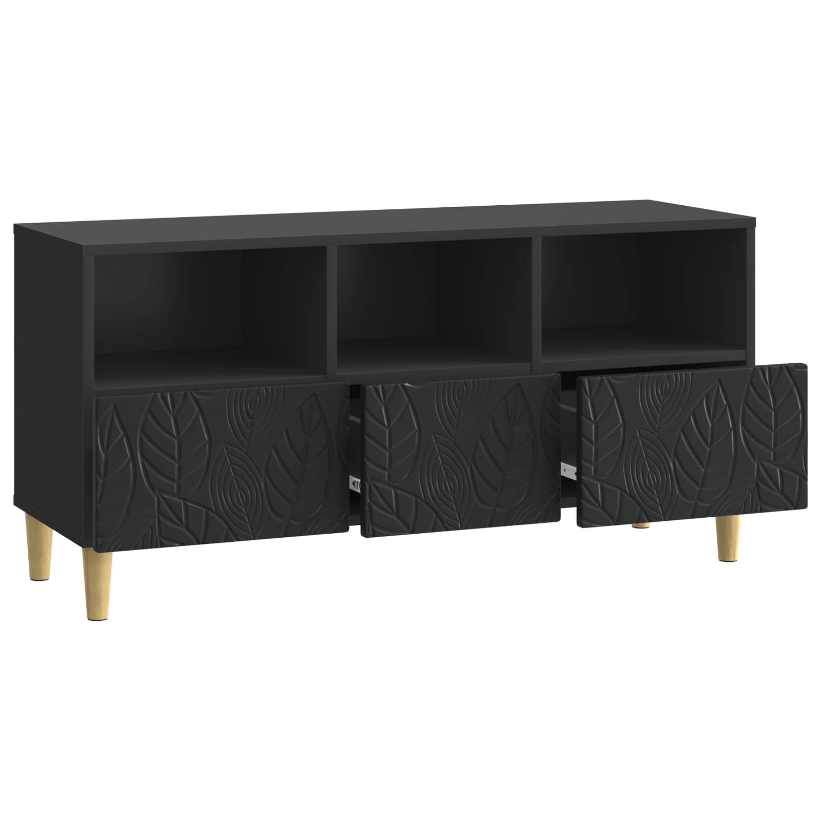 TV-kast 102 x 34,5 x 50 cm Zwart Bewerkt hout – afbeelding 4