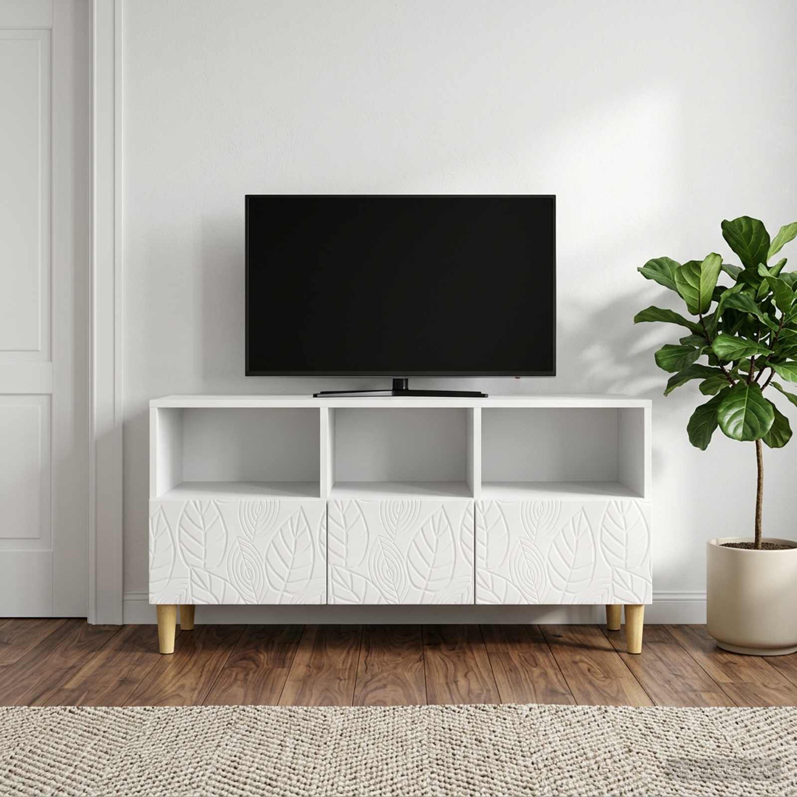 TV-kast 102 x 34,5 x 50 cm Hoogglans Wit Bewerkt hout – afbeelding 1