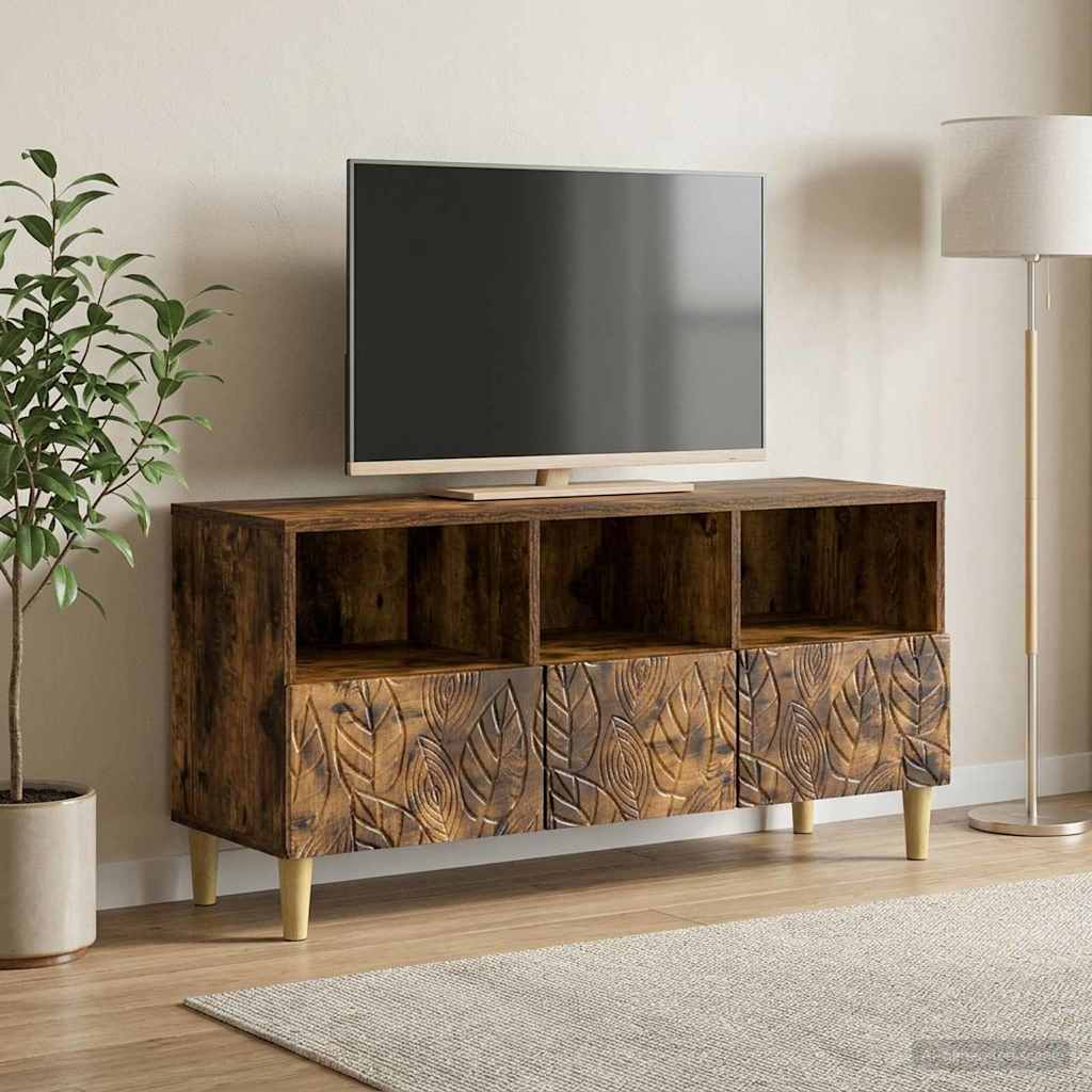 TV-kast 102 x 34,5 x 50 cm Gerookt eiken Bewerkt hout – afbeelding 1
