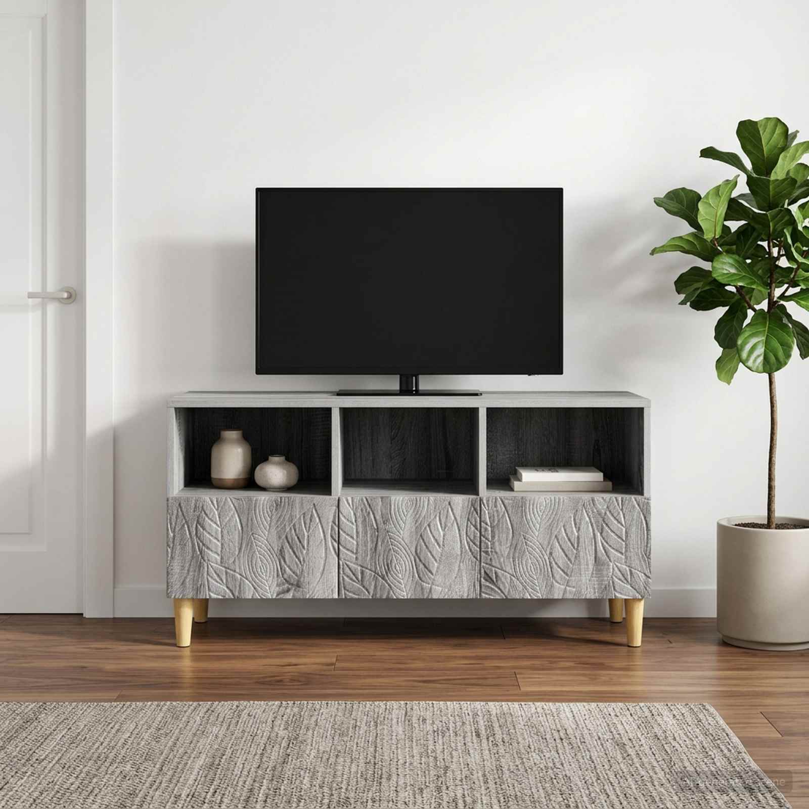 TV-kast 102 x 34,5 x 50 cm Grijs Sonoma Bewerkt hout – afbeelding 1