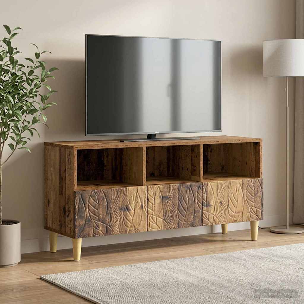 TV-kast 102 x 34,5 x 50 cm Oud hout Bewerkt hout – afbeelding 1