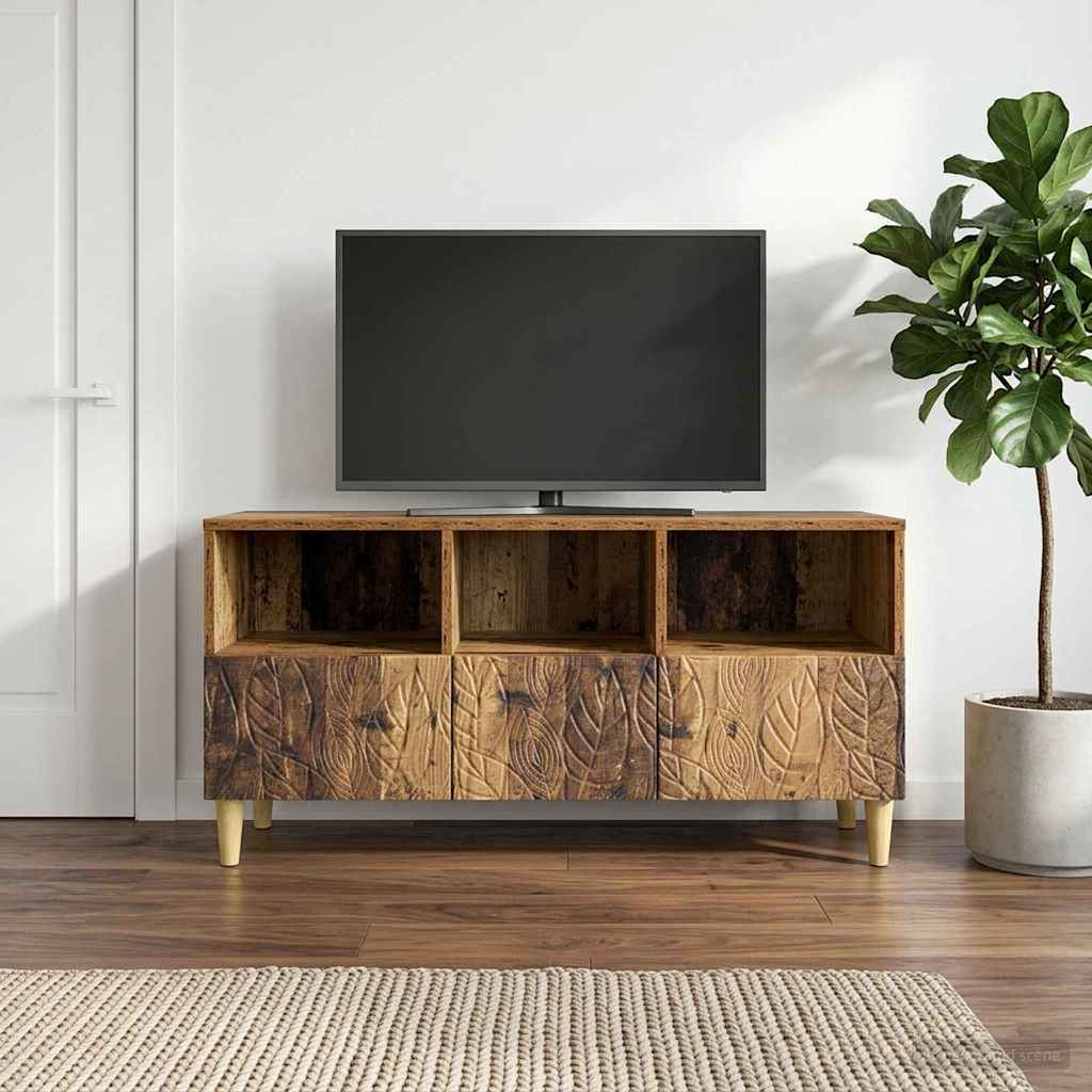 TV-kast 102 x 34,5 x 50 cm Oud hout Bewerkt hout – afbeelding 3