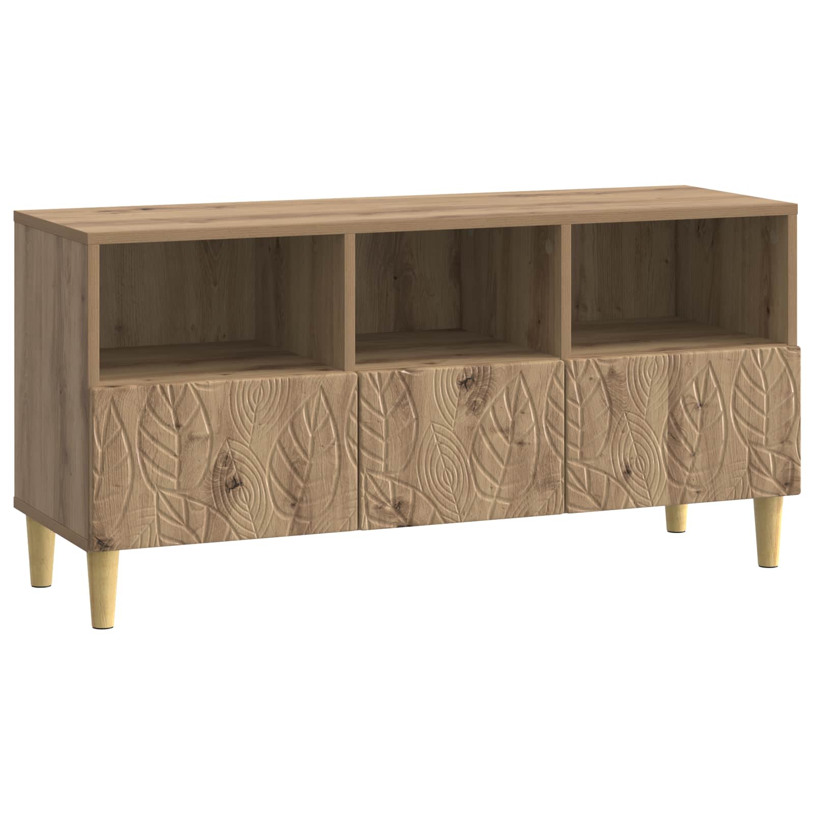 TV-kast 102 x 34,5 x 50 cm Artisanaal eiken Bewerkt hout – afbeelding 2