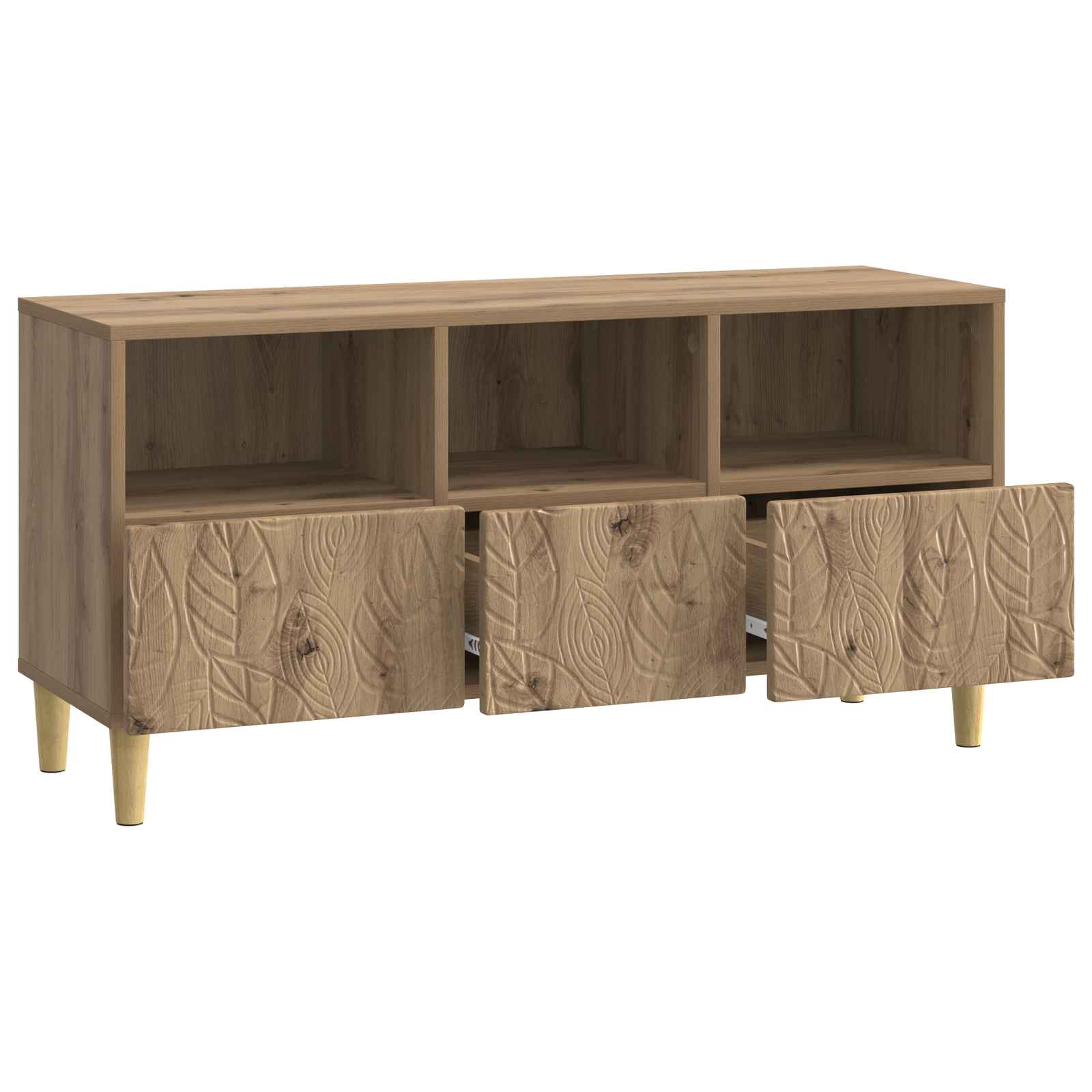 TV-kast 102 x 34,5 x 50 cm Artisanaal eiken Bewerkt hout – afbeelding 4