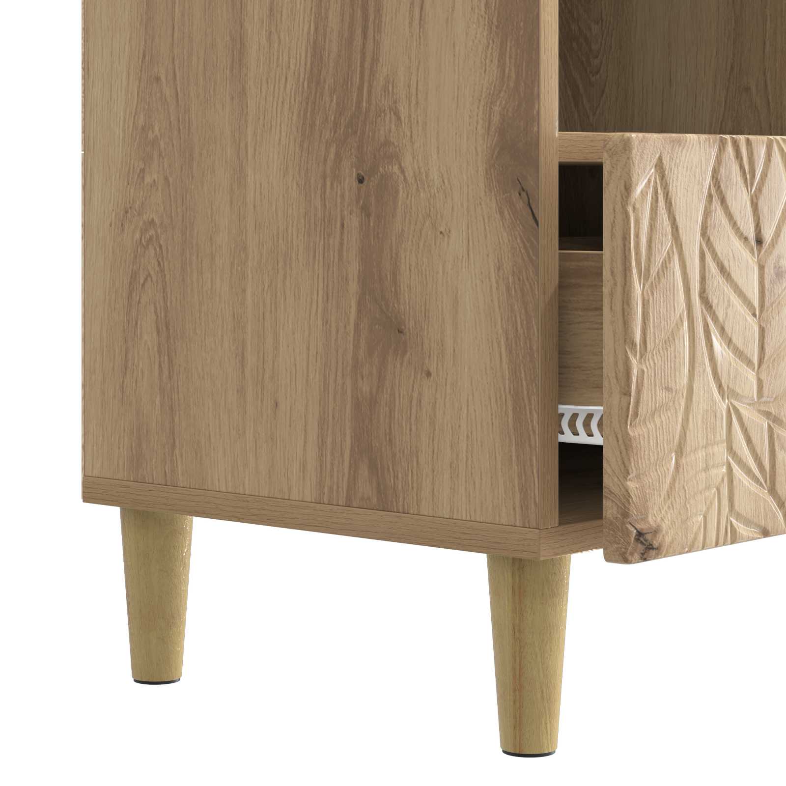 TV-kast 102 x 34,5 x 50 cm Artisanaal eiken Bewerkt hout – afbeelding 8