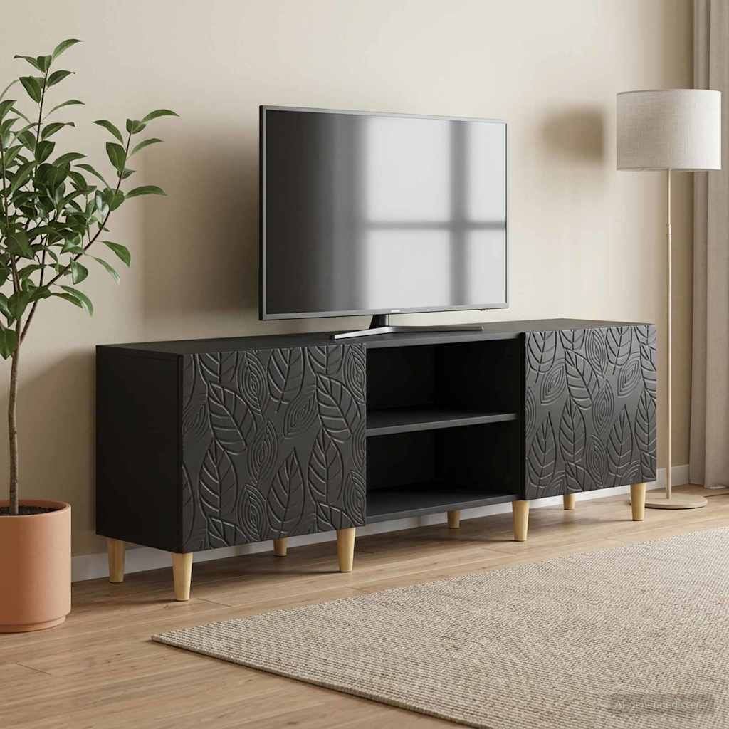 TV-kast 150 x 31 x 50 cm Zwart Bewerkt hout – afbeelding 1