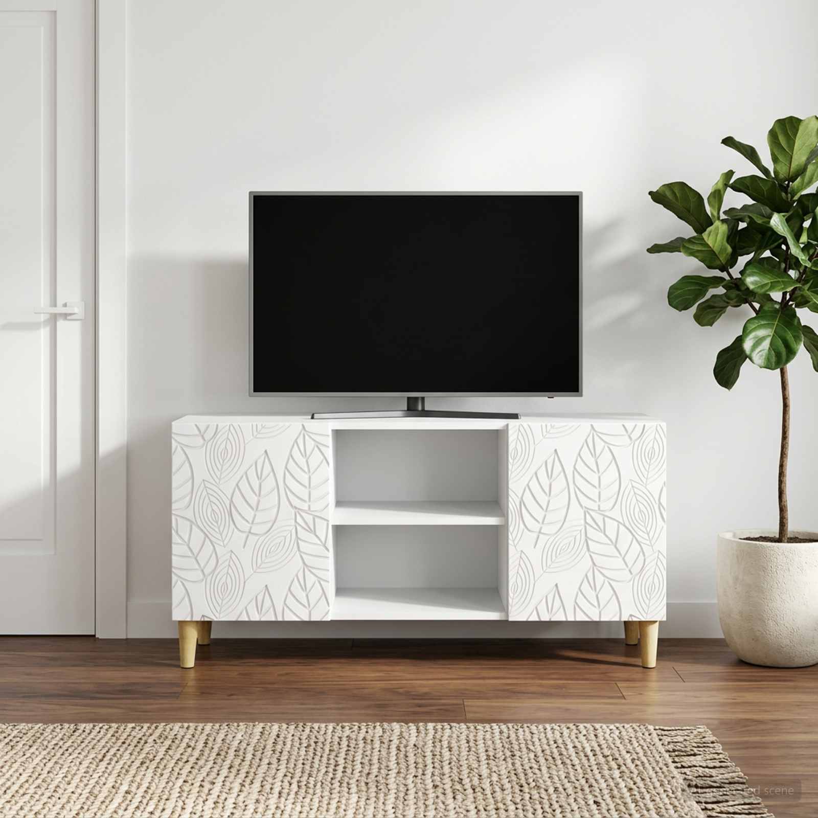 TV-kast 102 x 34,5 x 50 cm Wit Bewerkt hout