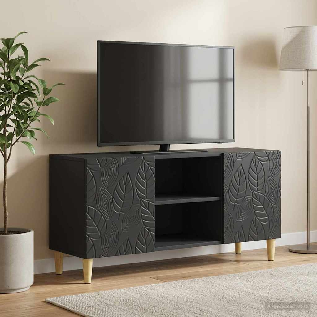 TV-kast 102 x 34,5 x 50 cm Zwart Bewerkt hout – afbeelding 1