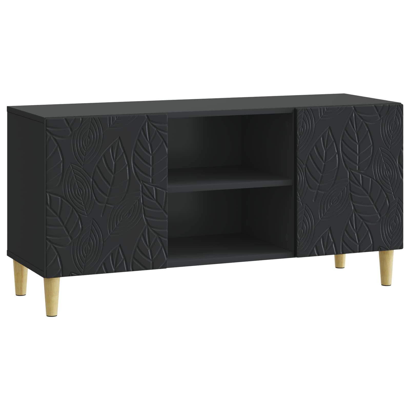 TV-kast 102 x 34,5 x 50 cm Zwart Bewerkt hout – afbeelding 2