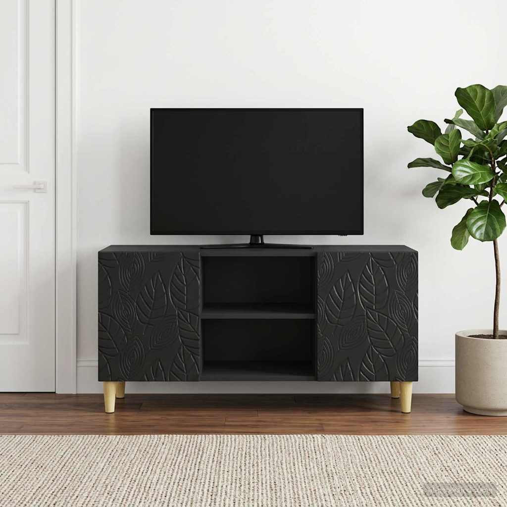 TV-kast 102 x 34,5 x 50 cm Zwart Bewerkt hout – afbeelding 3