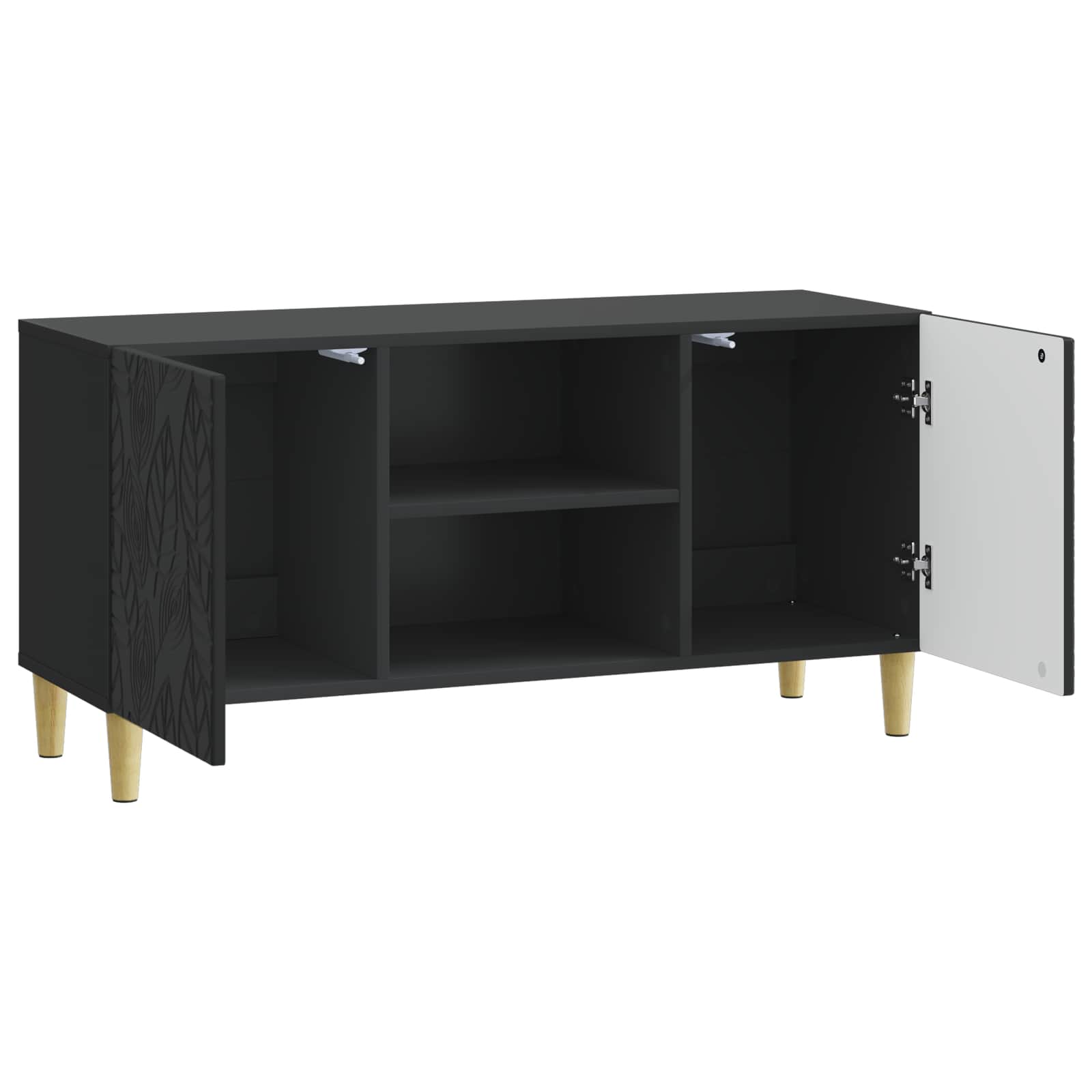 TV-kast 102 x 34,5 x 50 cm Zwart Bewerkt hout – afbeelding 4