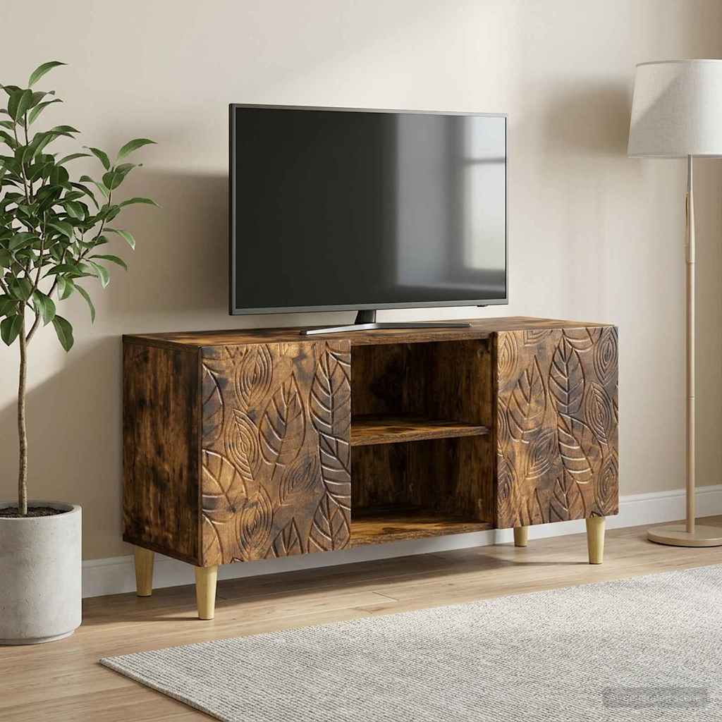 TV-kast 102 x 34,5 x 50 cm Gerookt eiken Bewerkt hout – afbeelding 1