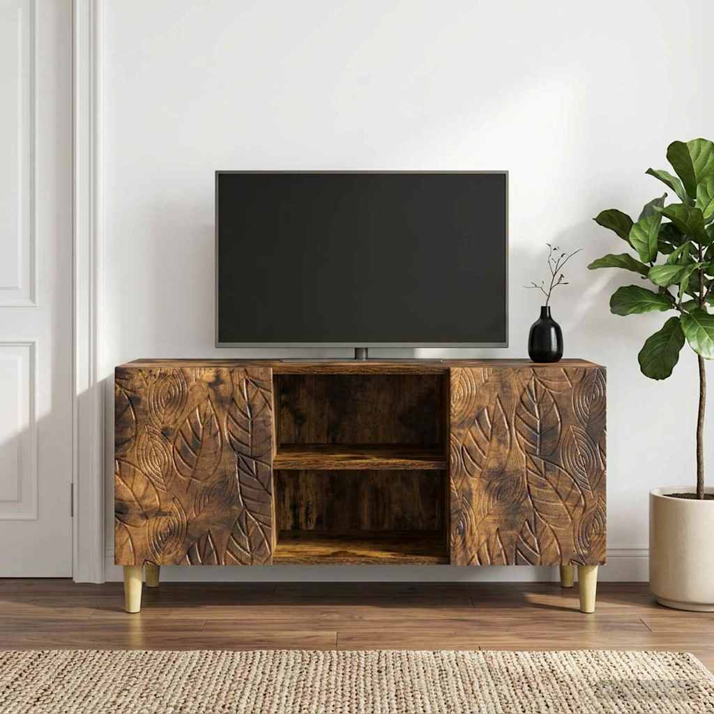 TV-kast 102 x 34,5 x 50 cm Gerookt eiken Bewerkt hout – afbeelding 3