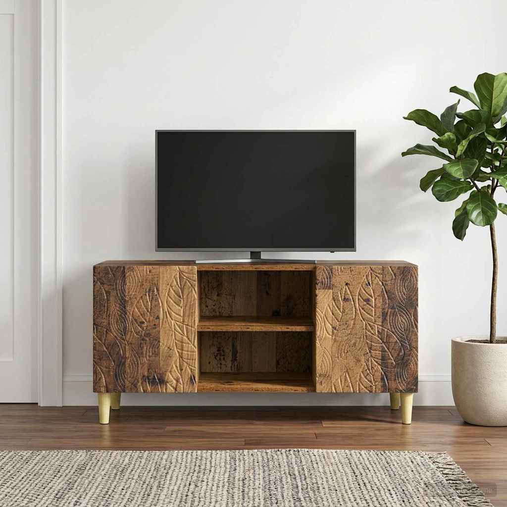 TV-kast 102 x 34,5 x 50 cm Oud hout Bewerkt hout – afbeelding 1