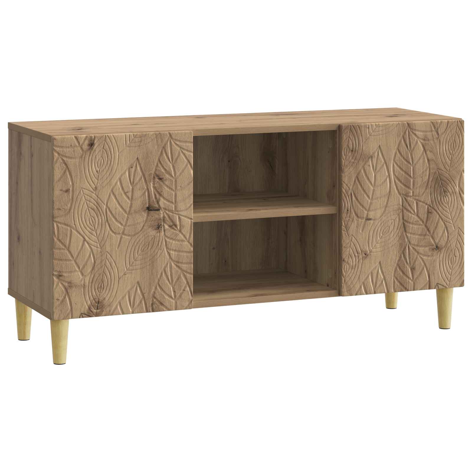 TV-kast 102 x 34,5 x 50 cm Artisanaal eiken Bewerkt hout – afbeelding 2