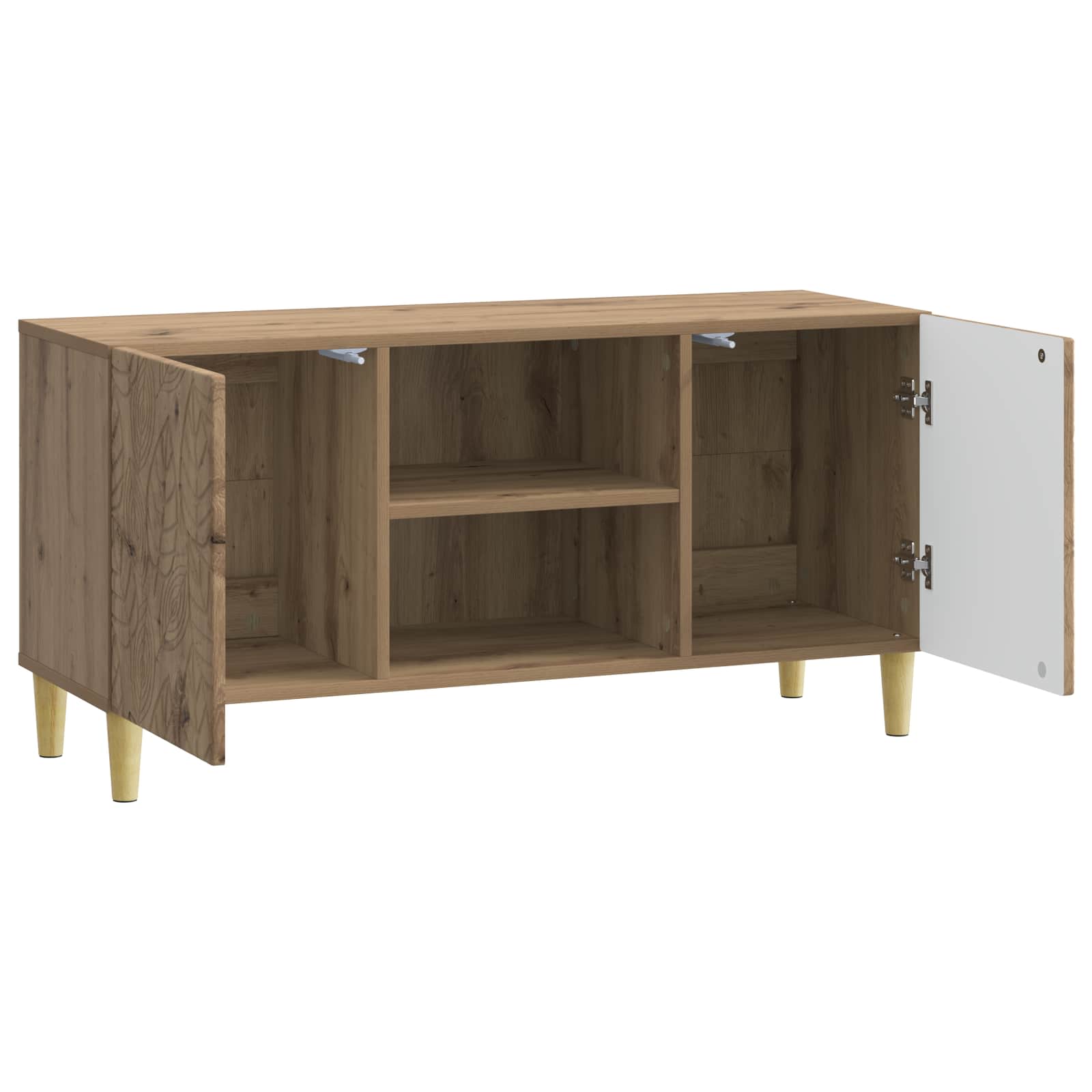 TV-kast 102 x 34,5 x 50 cm Artisanaal eiken Bewerkt hout – afbeelding 4