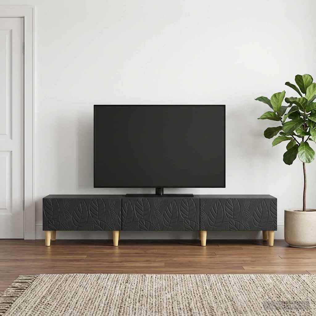 TV-kast 147 x 34,5 x 30 cm Zwart Bewerkt hout – afbeelding 3