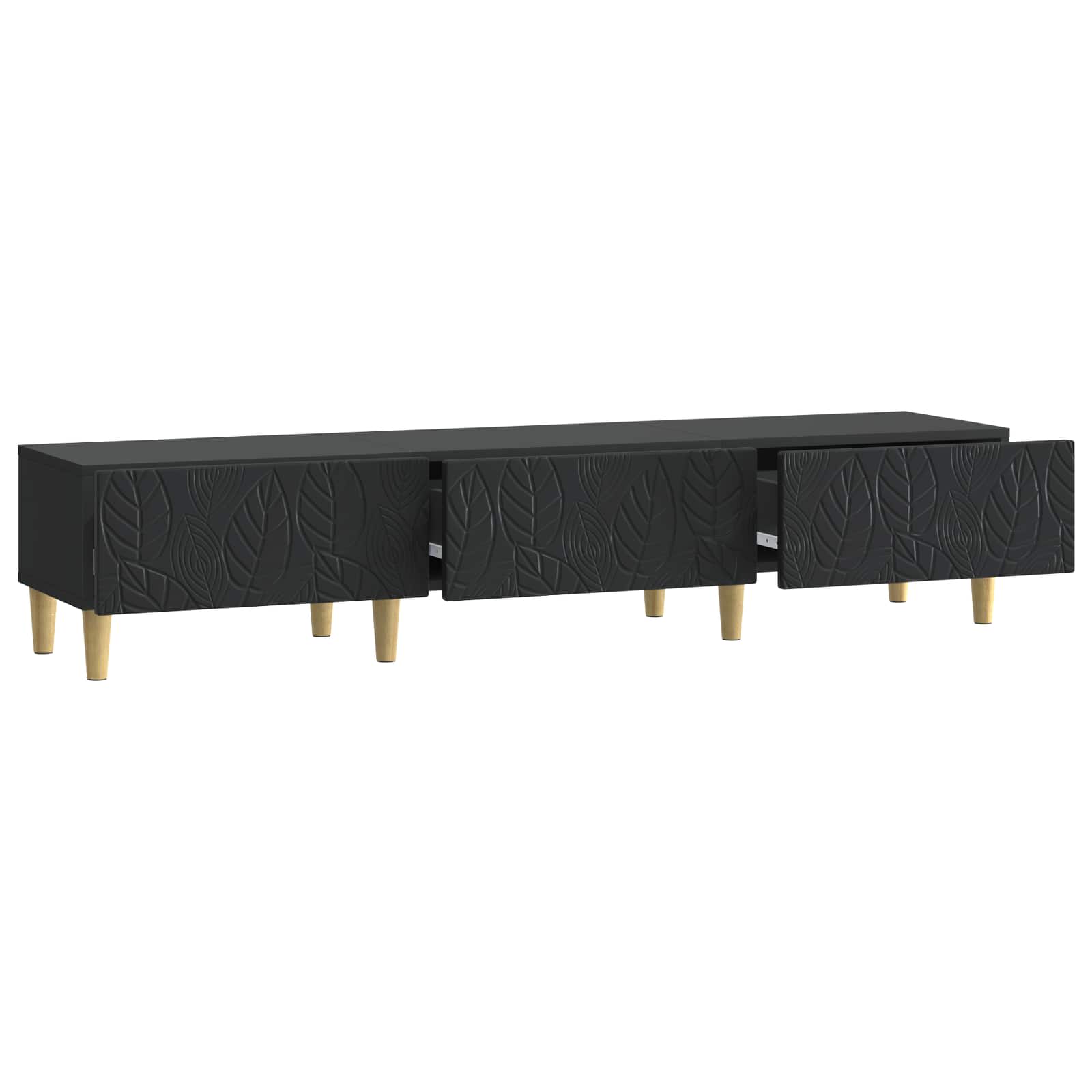 TV-kast 147 x 34,5 x 30 cm Zwart Bewerkt hout – afbeelding 4