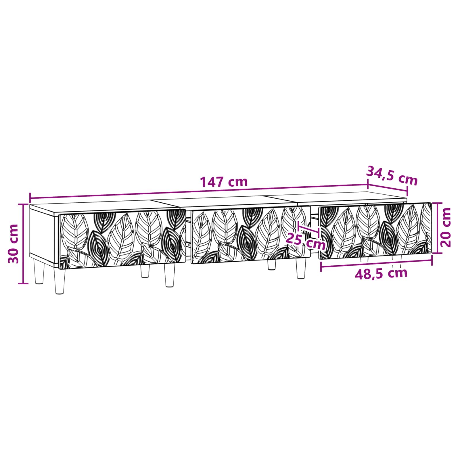 TV-kast 147 x 34,5 x 30 cm Betongrijs Bewerkt hout – afbeelding 10