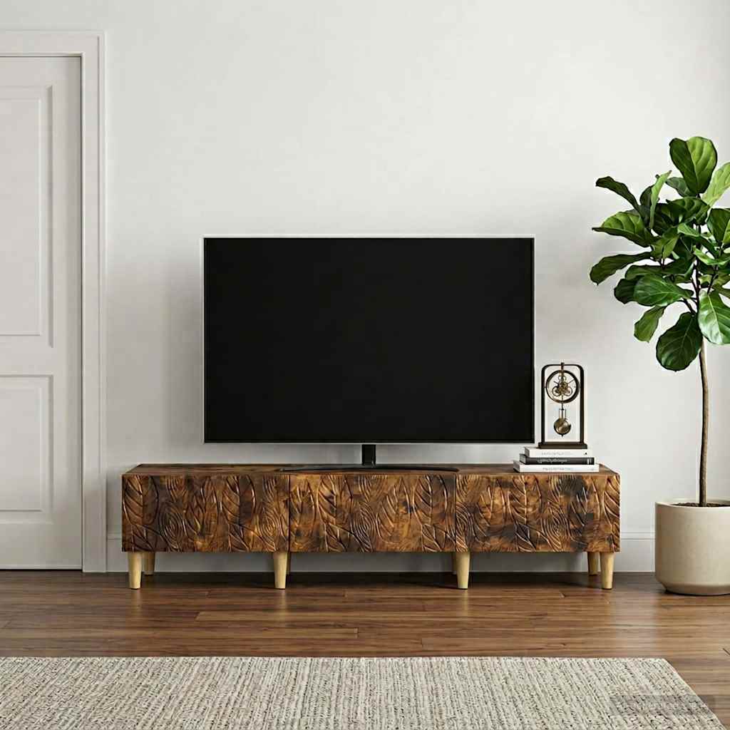 TV-kast 147 x 34,5 x 30 cm Gerookt eiken Bewerkt hout – afbeelding 1