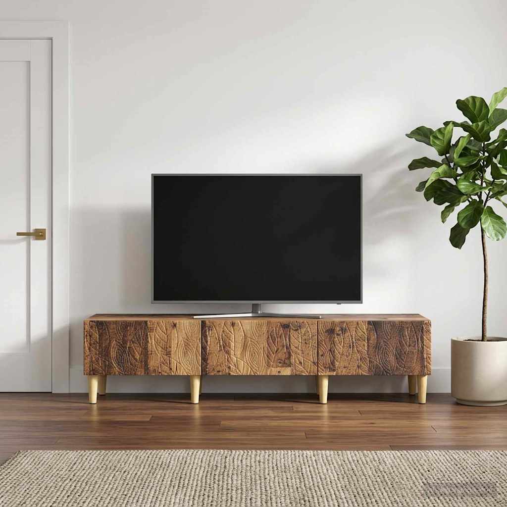 TV-kast 147 x 34,5 x 30 cm Oud hout Bewerkt hout – afbeelding 3