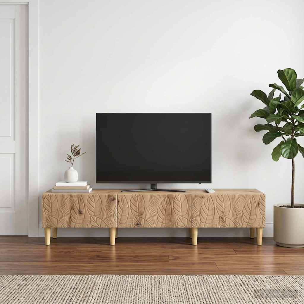 TV-kast 147 x 34,5 x 30 cm Artisanaal eiken Bewerkt hout – afbeelding 1