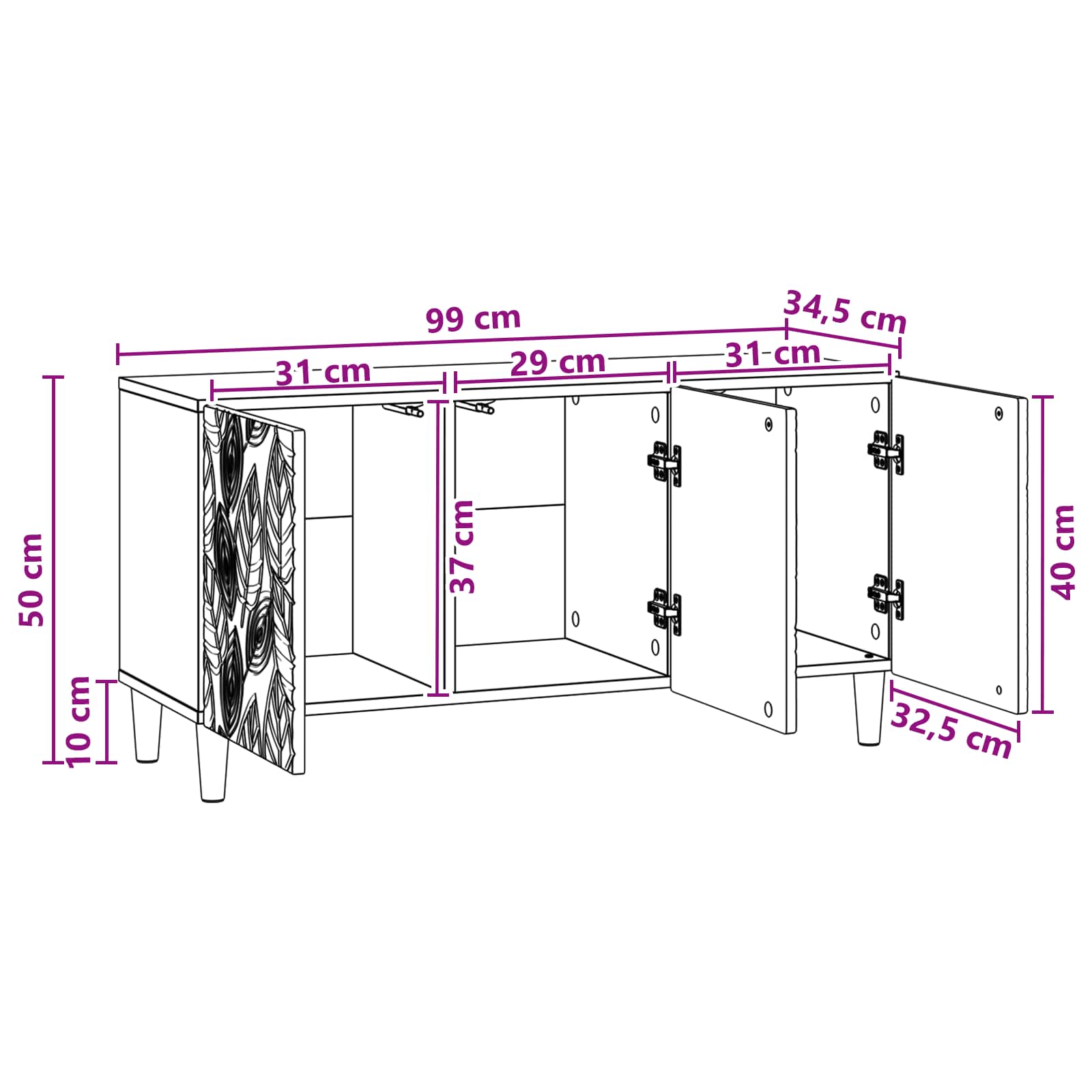 TV-kast 99 x 34,5 x 50 cm Grijs Sonoma Bewerkt hout – afbeelding 11