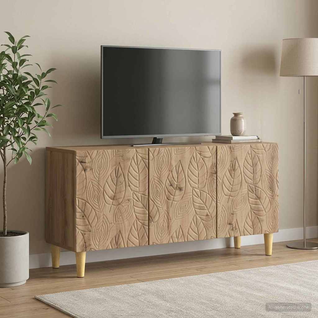 TV-kast 99 x 34,5 x 50 cm Artisanaal eiken Bewerkt hout – afbeelding 1