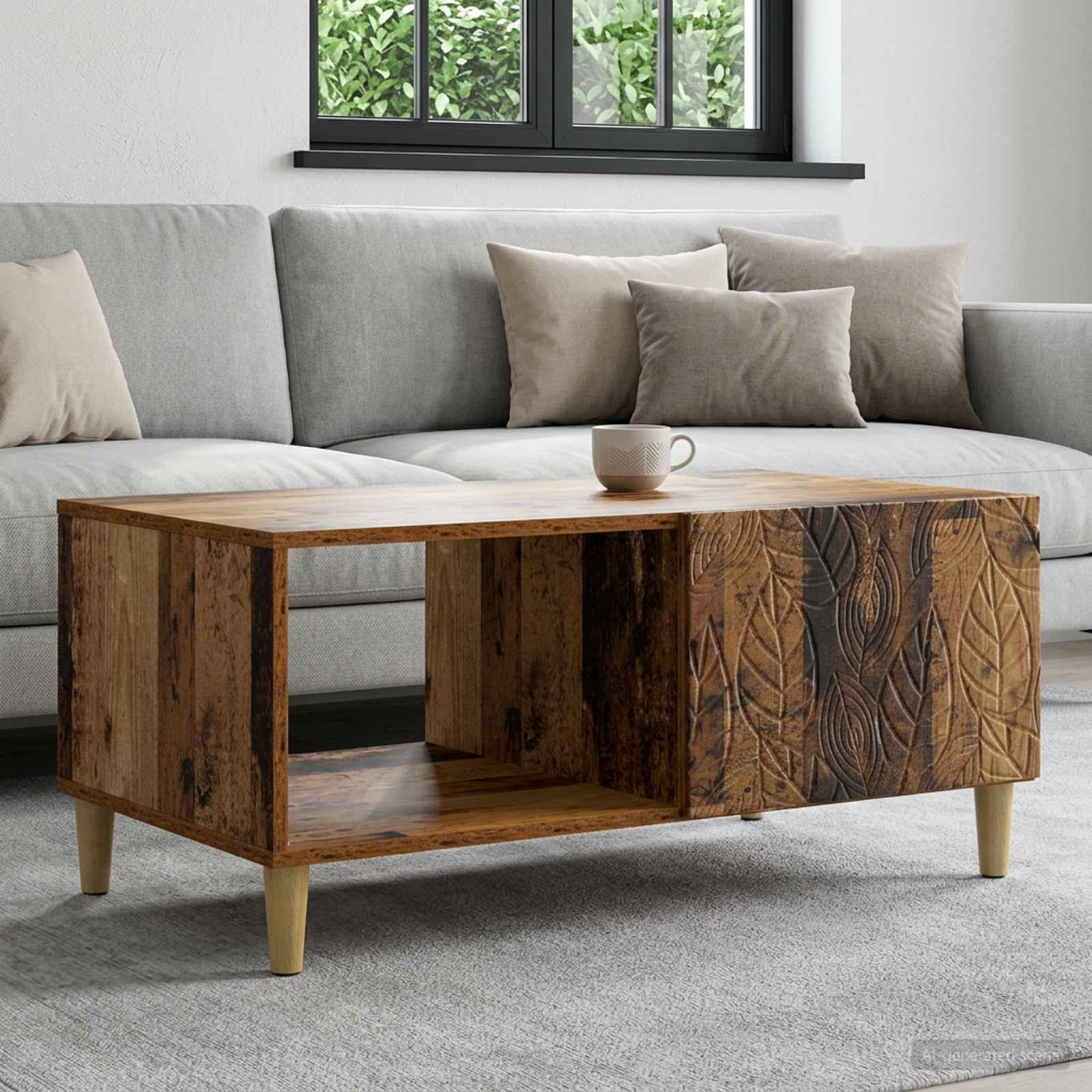 Salontafel Oud hout 90 x 50 x 40 cm Bewerkt hout – afbeelding 1