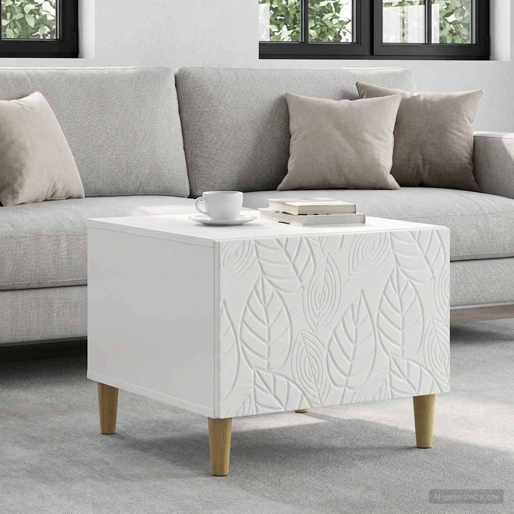 Salontafel Hoogglans Wit 50 x 49 x 40 cm Bewerkt hout – afbeelding 1