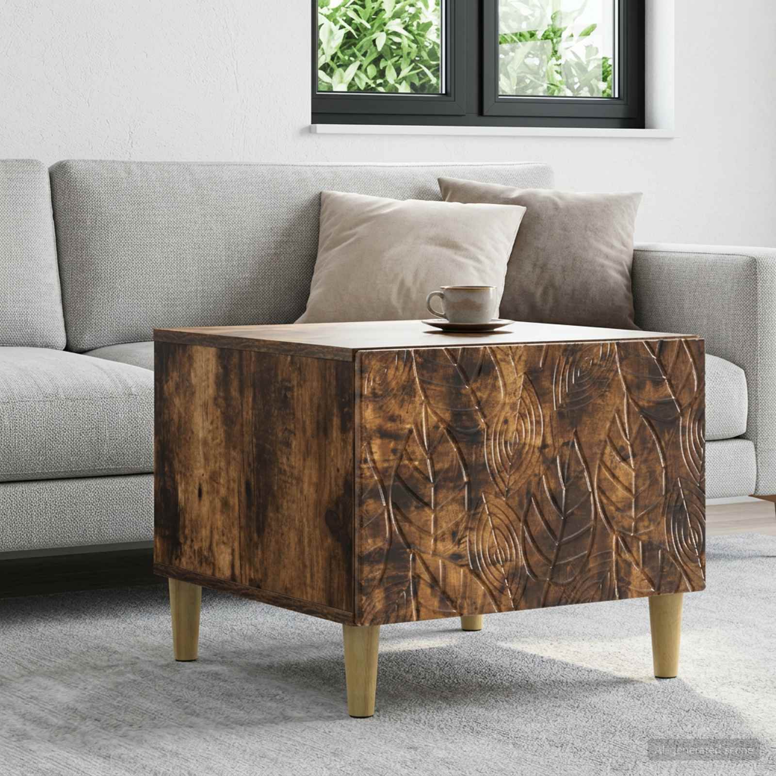 Salontafel Gerookt eiken 50 x 49 x 40 cm Bewerkt hout