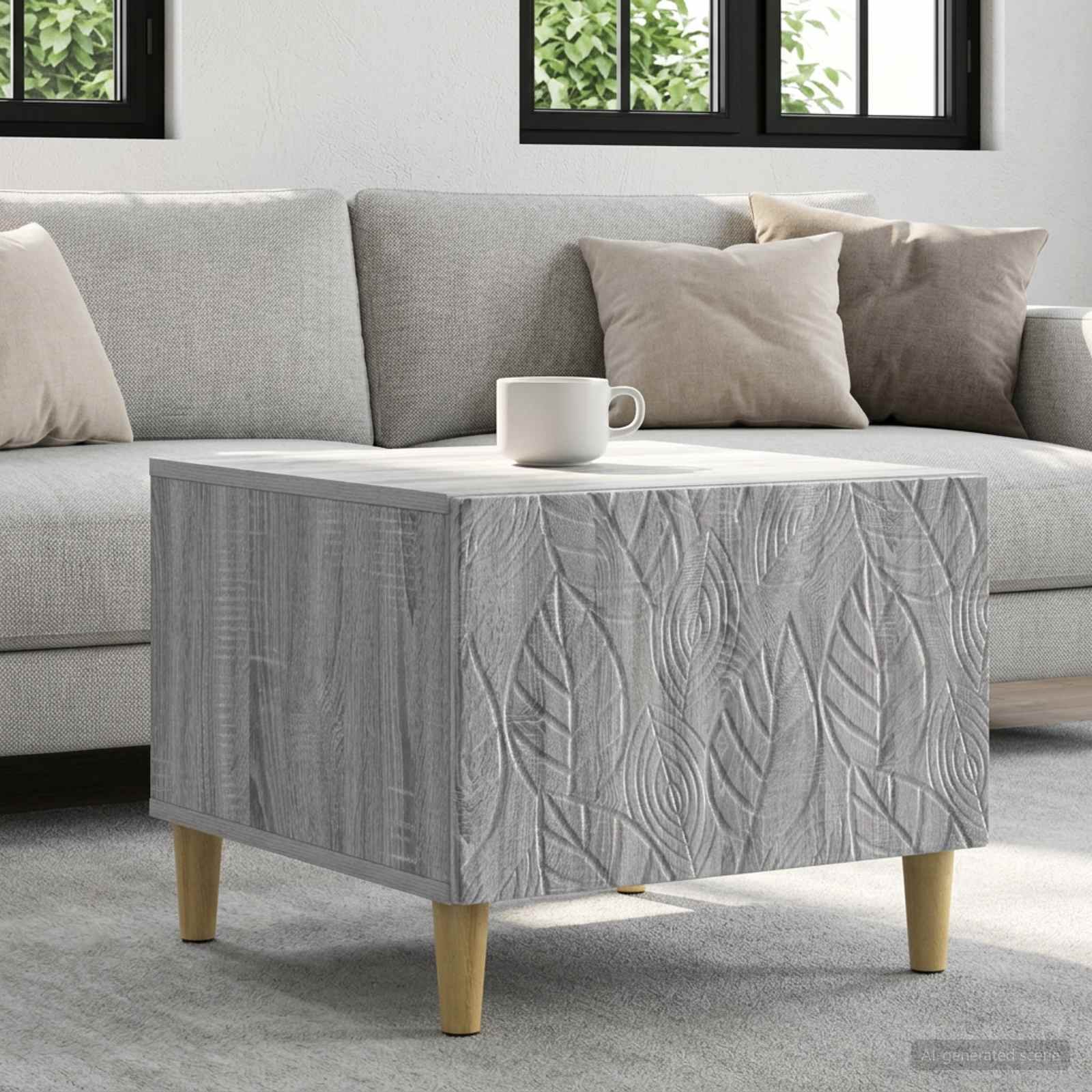 Salontafel Grijs Sonoma 50 x 49 x 40 cm Bewerkt hout