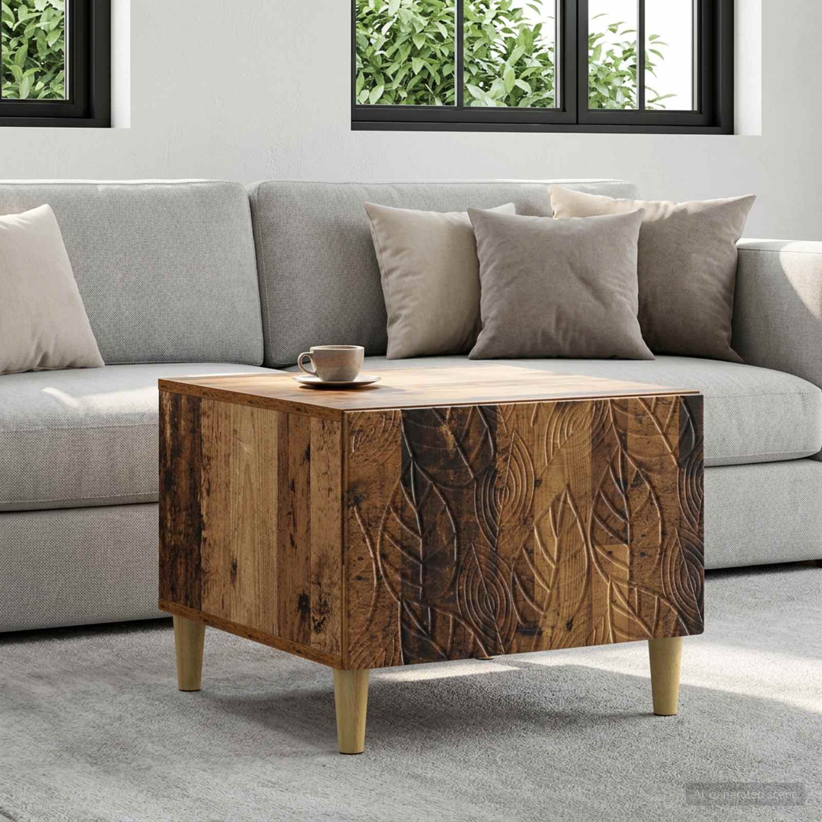 Salontafel Oud hout 50 x 49 x 40 cm Bewerkt hout