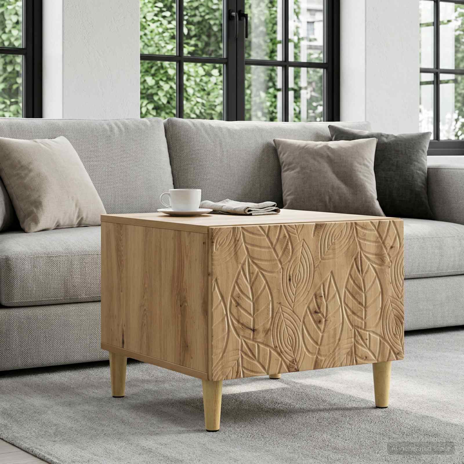 Salontafel Artisanaal eiken 50 x 49 x 40 cm Bewerkt hout