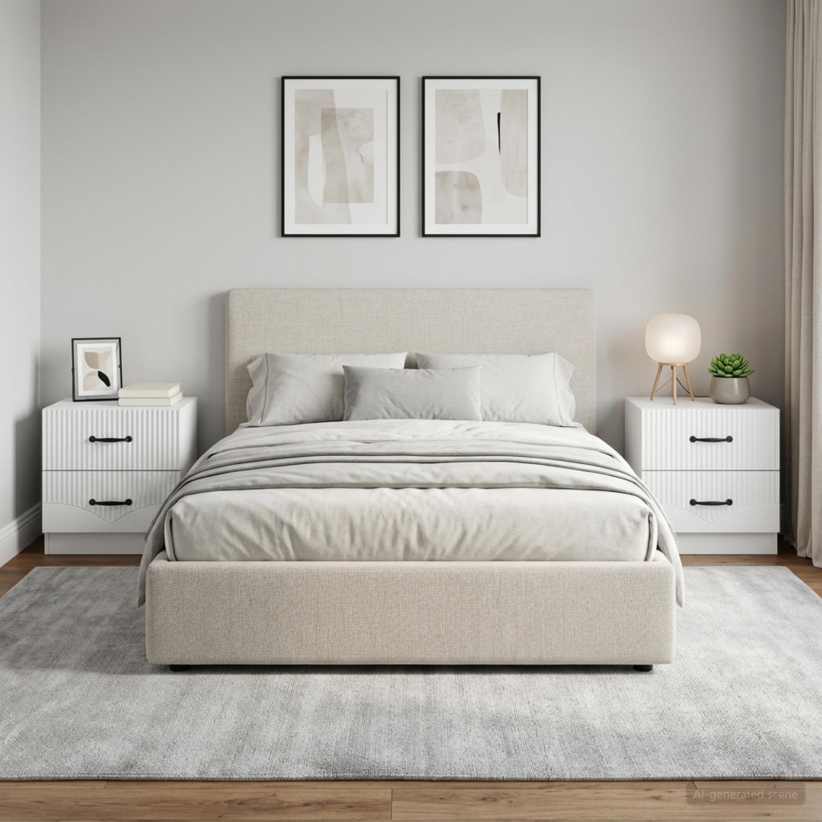 Nachtkastje met lade 2 pcs Wit 43 x 34,5 x 44,5 cm Bewerkt hout