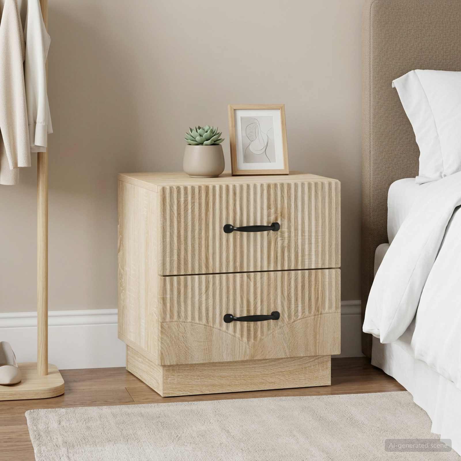 Nachtkastje 2 pcs Sonoma Eiken 43 x 34,5 x 44,5 cm Bewerkt hout