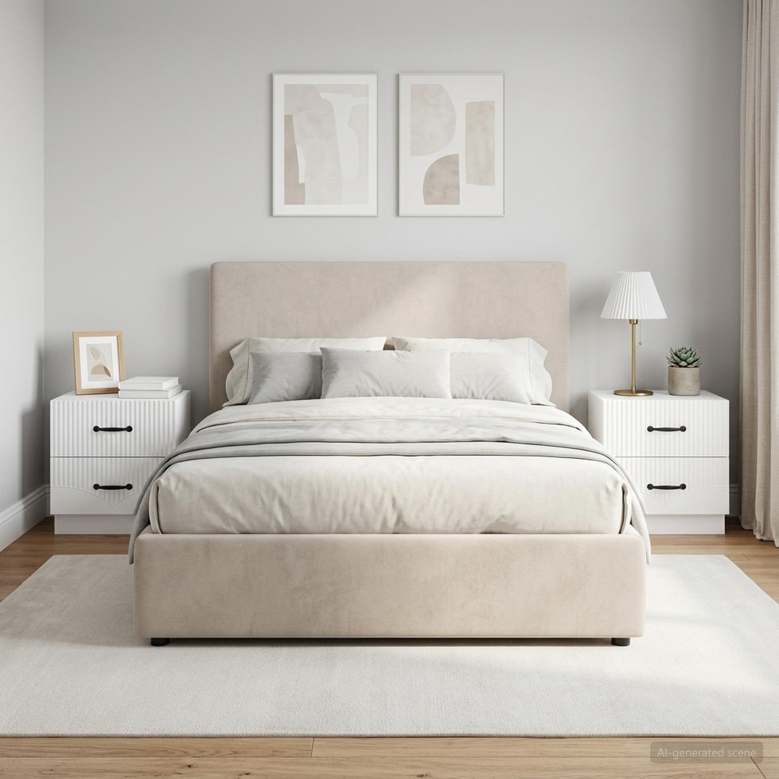 Nachtkastje met lade 2 pcs Hoogglans Wit 43 x 34,5 x 44,5 cm